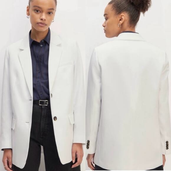 Everlane The Tencel Oversized Blazer Buttersmooth White Women Plus Size 14 NWOT - Picture 1 of 9